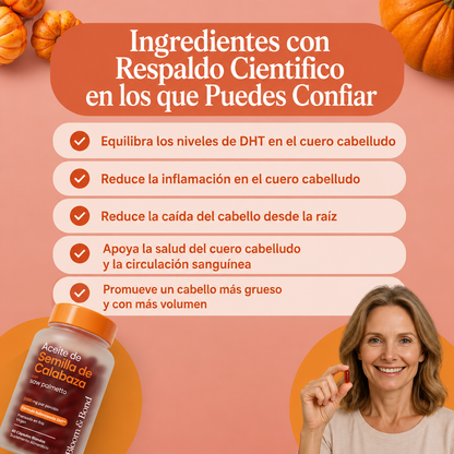 Folivara™ — Cápsulas de aceite de semilla de calabaza para un cabello más fuerte y abundante