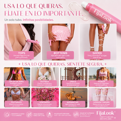 FijaLook™ — El fijador corporal que mantiene tu ropa en su lugar con total confianza.